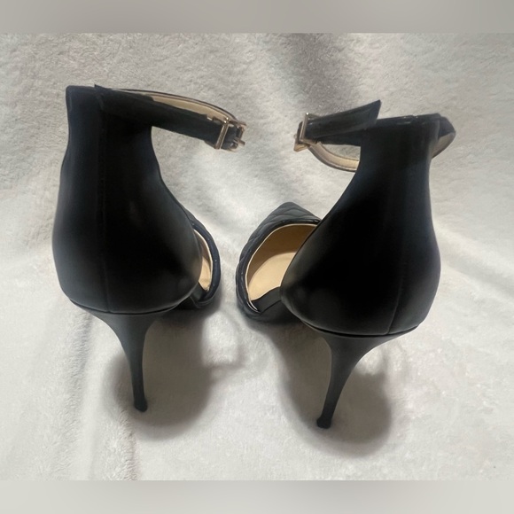 Jessica Simpson black quilted pointy toe ankle strap high heel size 10 - Picture 10 of 12
